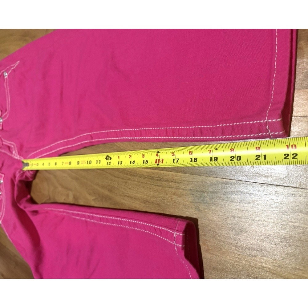 Vintage Miss Me Pink Capri Jeans Women 29 Wing Cross Embellished Y2K Cropped - Picture 7 of 11